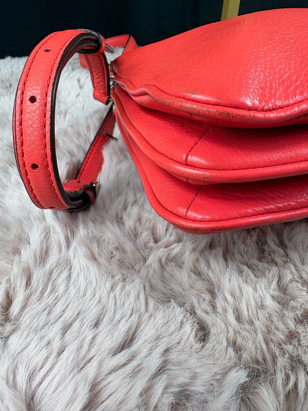 Kate Spade New York Jackson Street Harlyn Coral Red Leather Crossbody - Picture 7 of 10